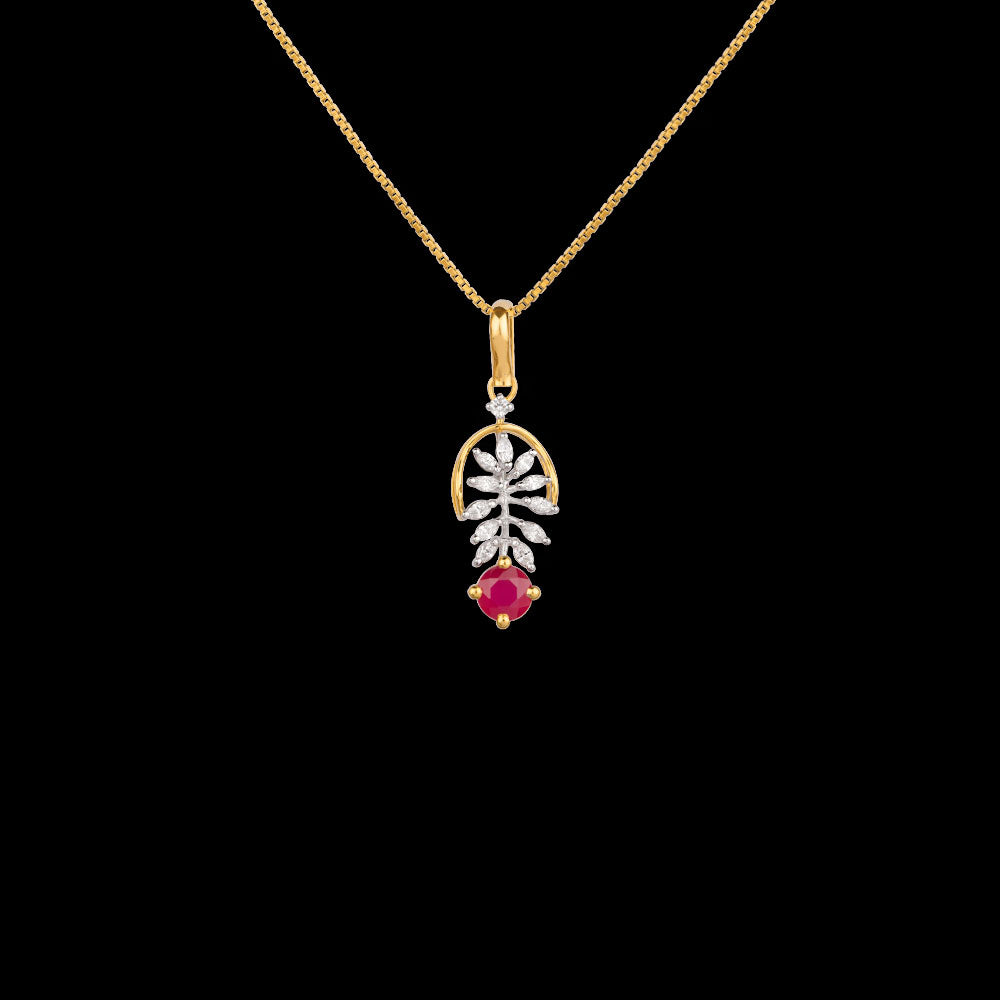 18K Two Tone Gold Diamond Pendant - 0.25ct VVS-EF with Colour Stones