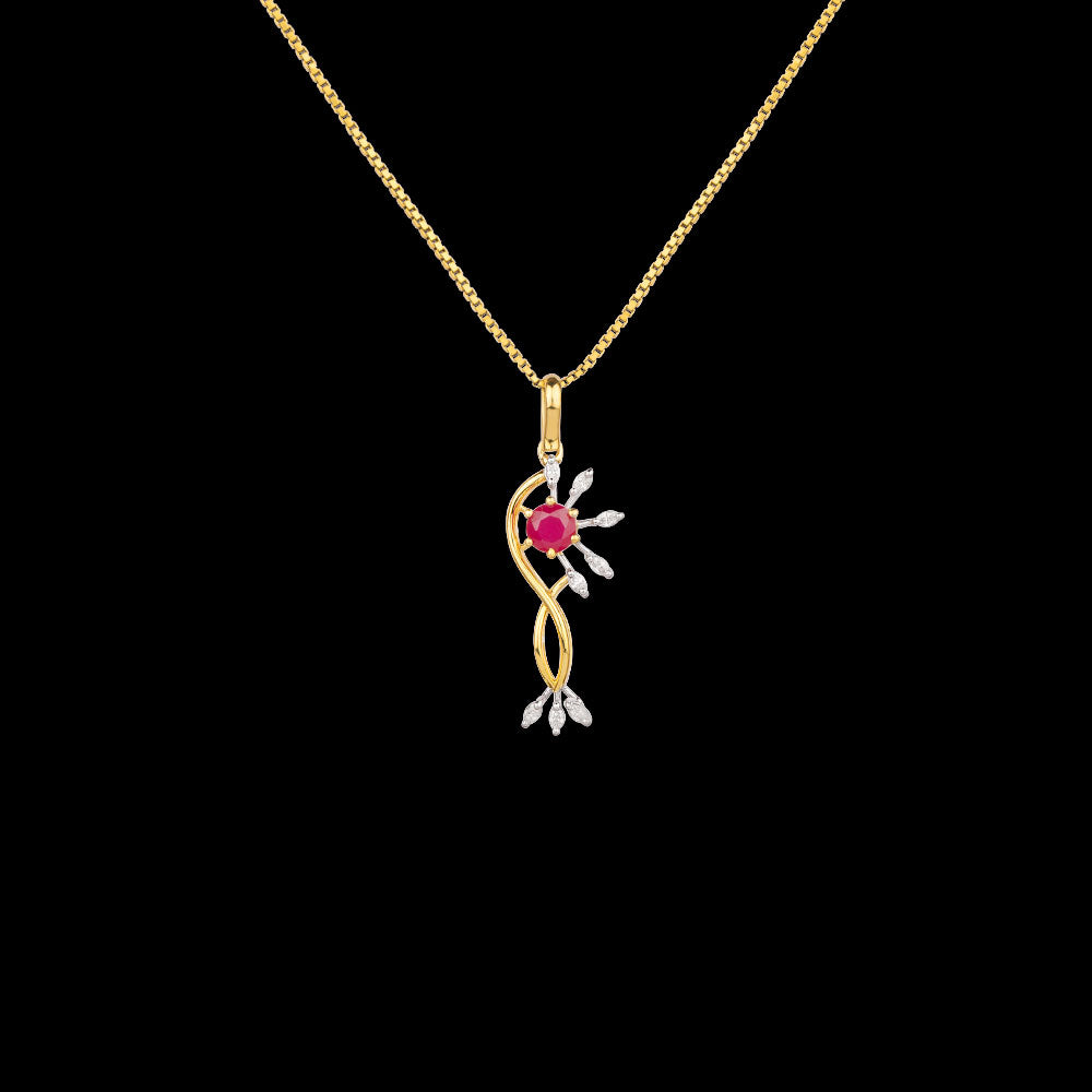 18K Two Tone Gold Diamond Pendant - 0.16ct VVS-EF with Colour Stones
