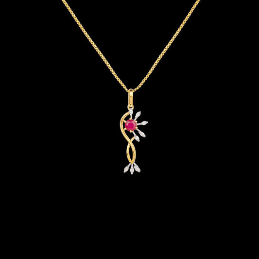 18K Two Tone Gold Diamond Pendant - 0.16ct VVS-EF with Colour Stones
