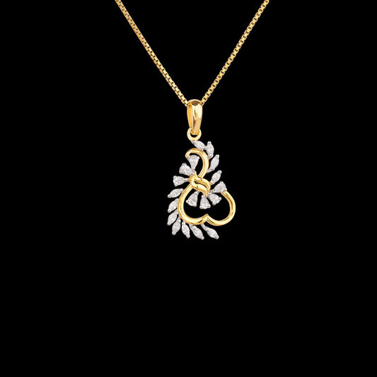18K Two Tone Gold Diamond Pendant - 0.43ct VVS-EF