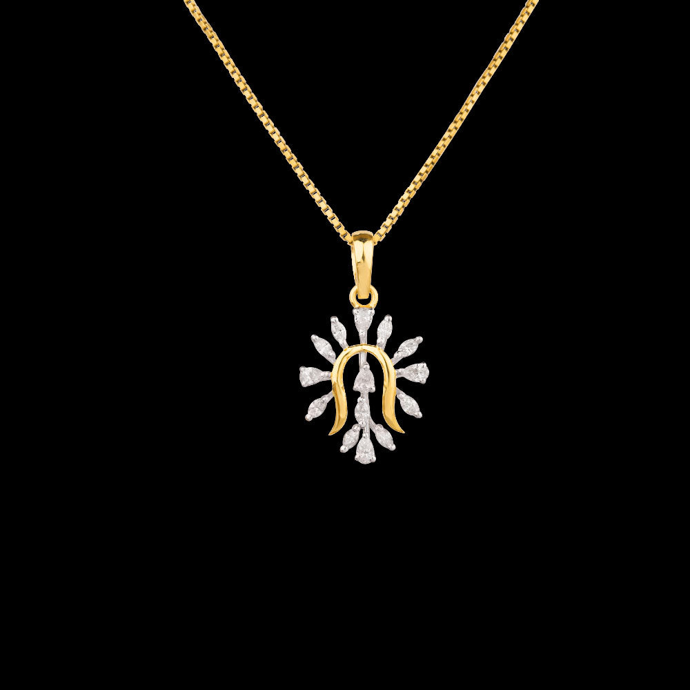 18K Two Tone Gold Diamond Pendant - 0.35ct VVS-EF