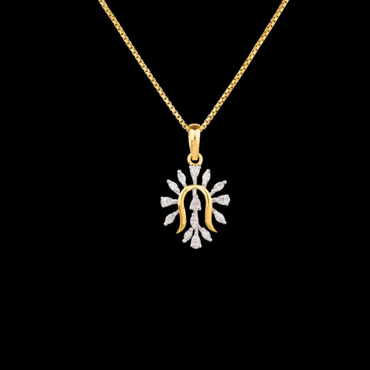 18K Two Tone Gold Diamond Pendant - 0.35ct VVS-EF