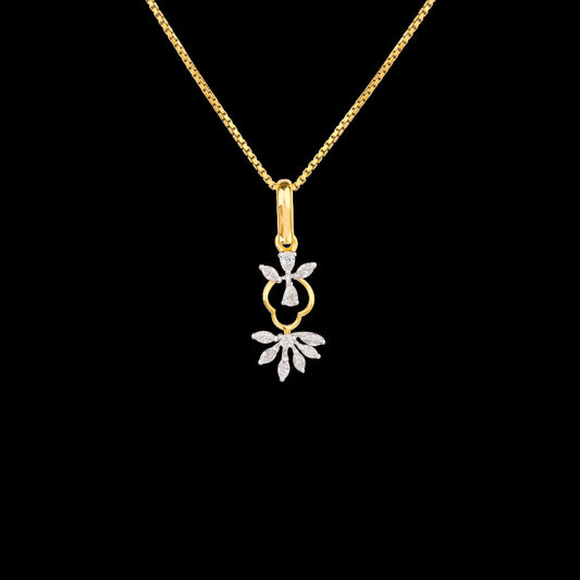 18K Two Tone Gold Diamond Pendant - 0.26ct VVS-EF