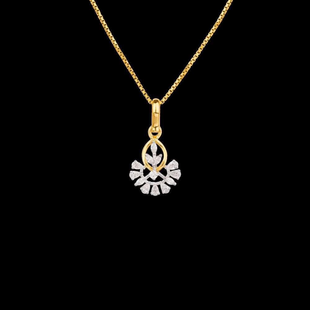 18K Two Tone Gold Diamond Pendant - 0.39ct VVS-EF