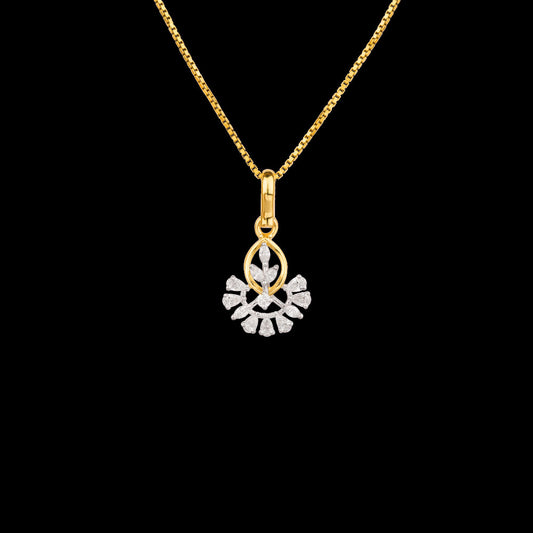 18K Two Tone Gold Diamond Pendant - 0.39ct VVS-EF