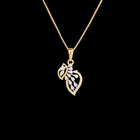 18K Two Tone Gold Diamond Pendant - 0.62ct VVS-EF