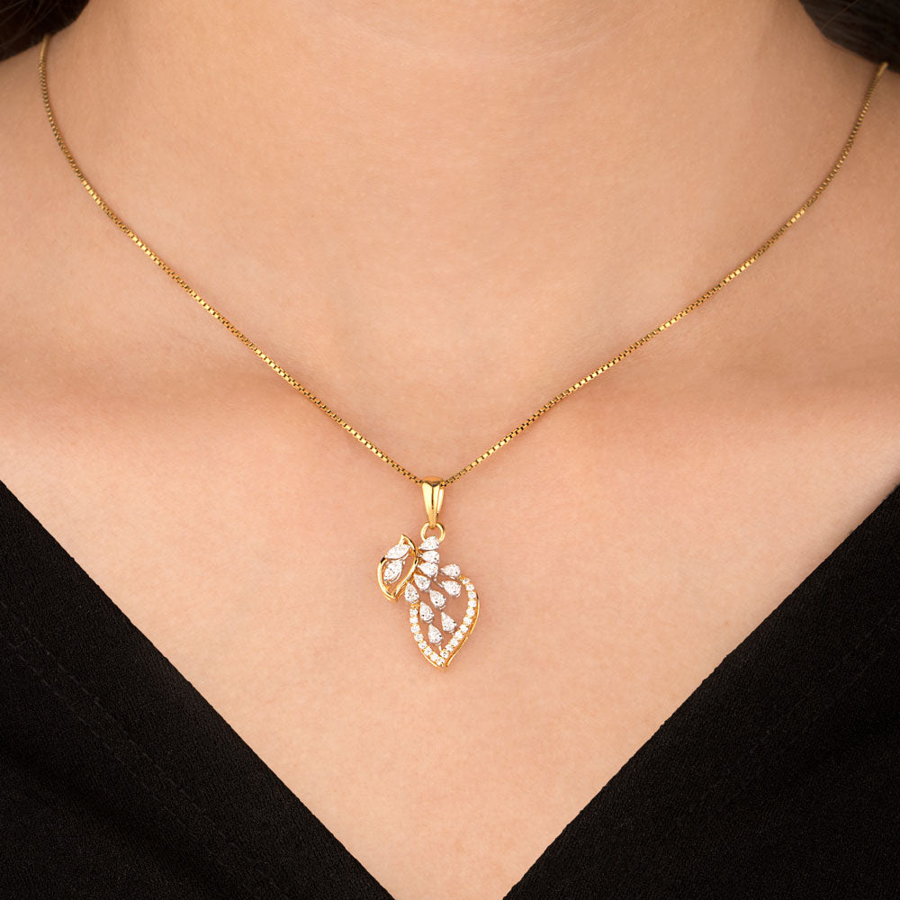 18K Two Tone Gold Diamond Pendant - 0.62ct VVS-EF