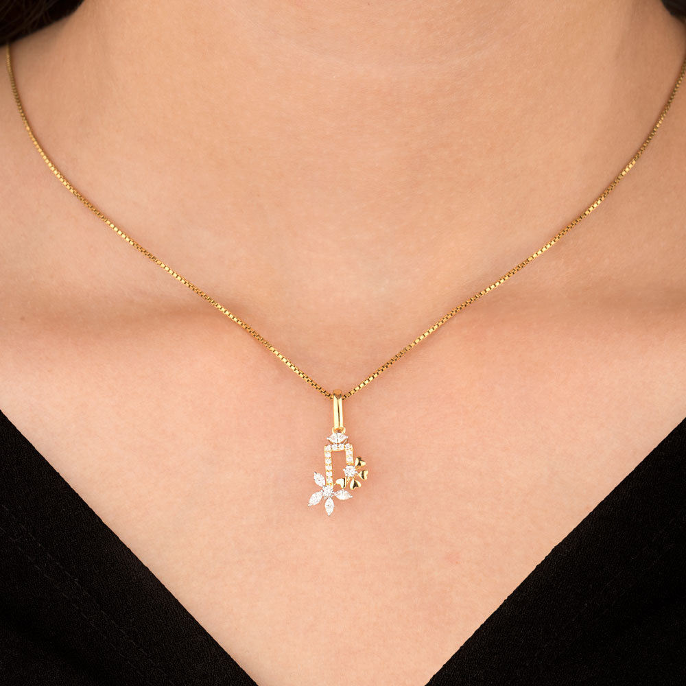 18K Two Tone Gold Diamond Pendant - 0.28ct VVS-EF