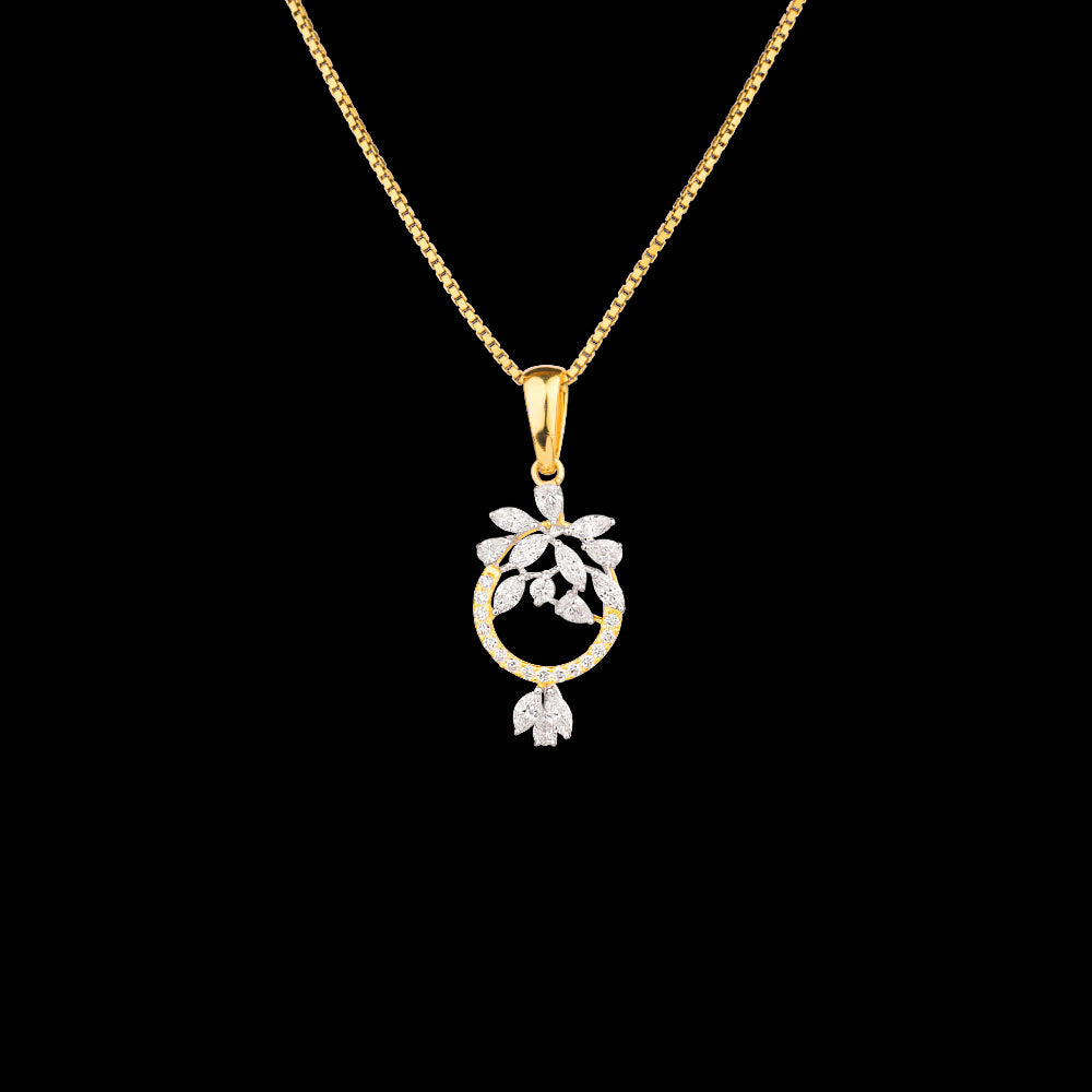 18K Two Tone Gold Diamond Pendant - 0.59ct VVS-EF