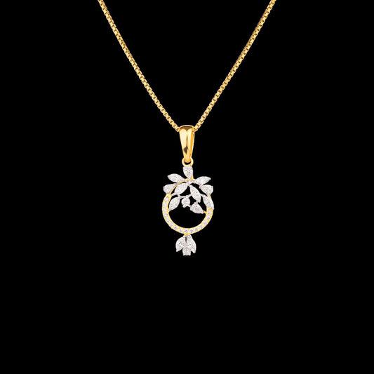 18K Two Tone Gold Diamond Pendant - 0.59ct VVS-EF