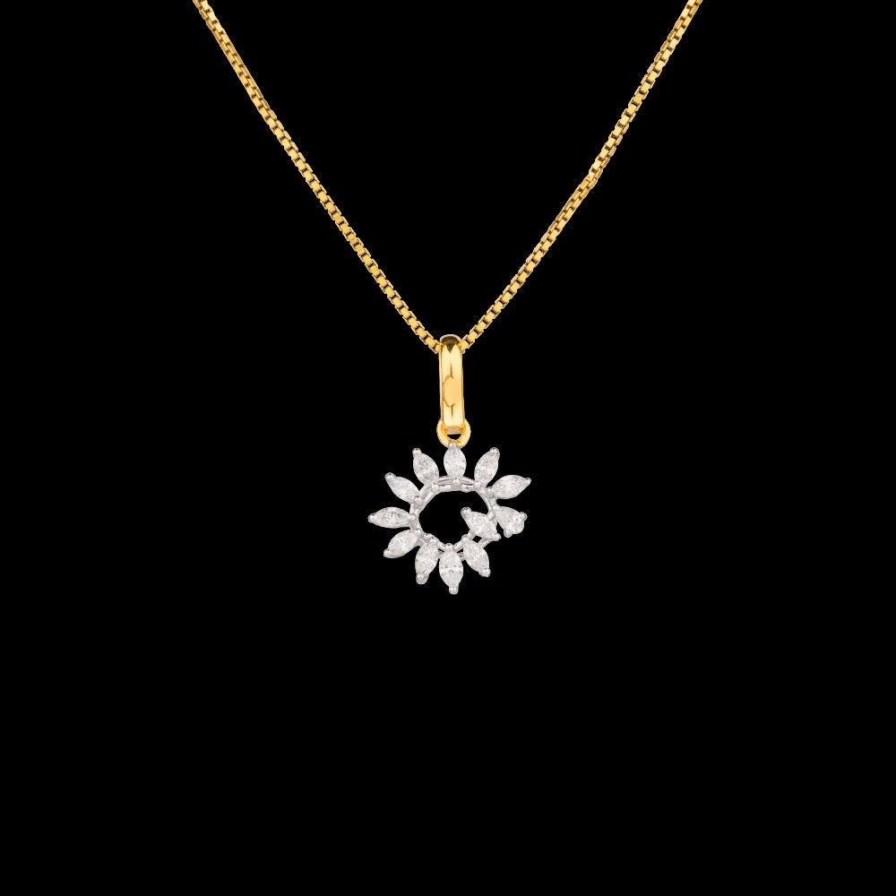 18K Two Tone Gold Diamond Pendant - 0.42ct VVS-EF