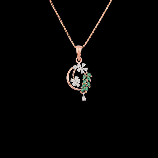 18K Two Tone Gold Diamond Pendant - 0.24ct VVS-EF with Colour Stones