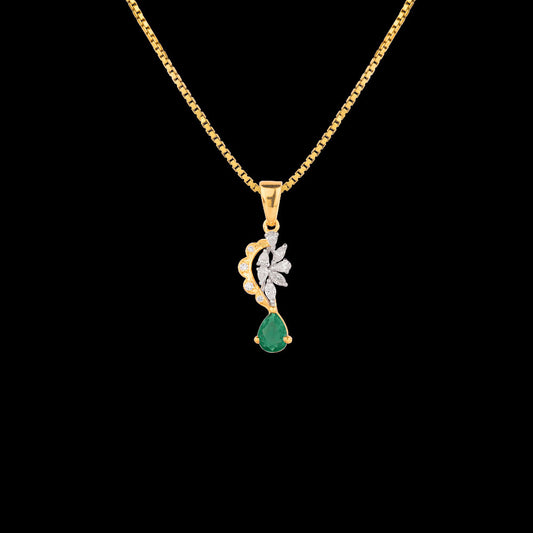 18K Two Tone Gold Diamond Pendant - 0.36ct VVS-EF with Colour Stones