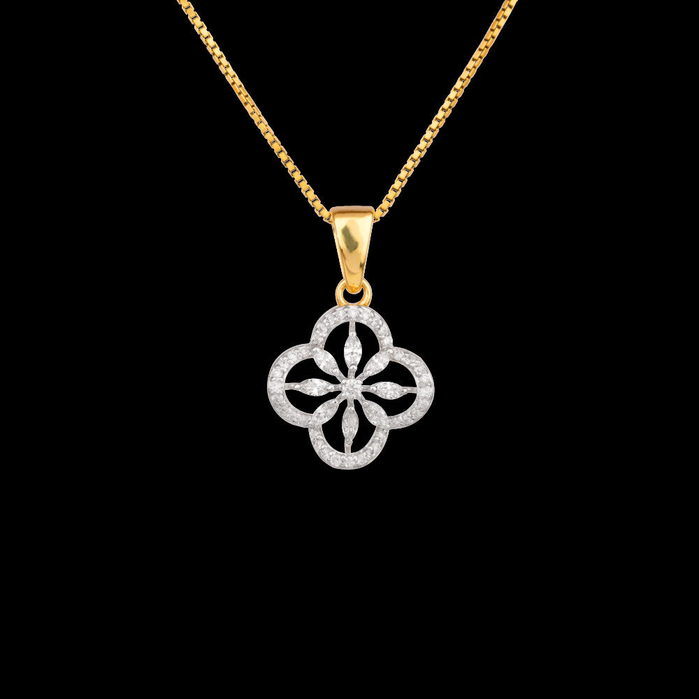 18K Two Tone Gold Diamond Pendant - 0.525ct VVS-EF