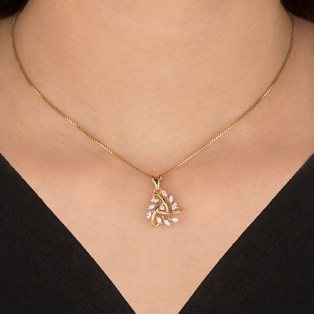 14K Two Tone Gold Diamond Pendant - 0.33ct VVS-VS-EF