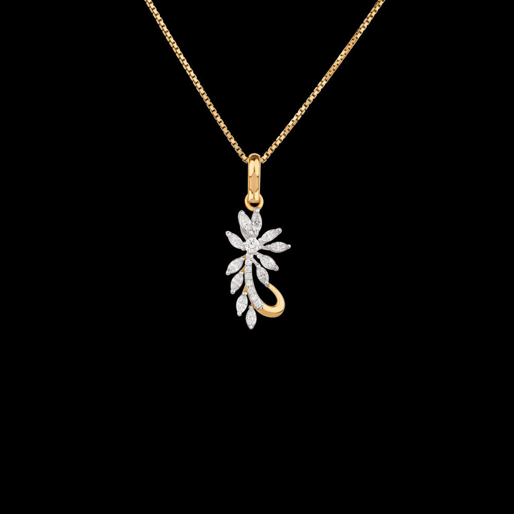 18K Two Tone Gold Diamond Pendant - 0.52ct VVS-EF