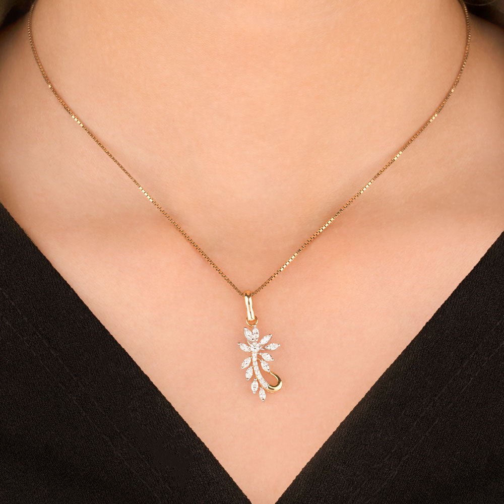 18K Two Tone Gold Diamond Pendant - 0.52ct VVS-EF