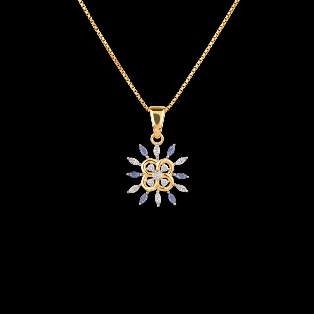 18K Two Tone Gold Diamond Pendant - 0.34ct VVS-EF with Colour Stones