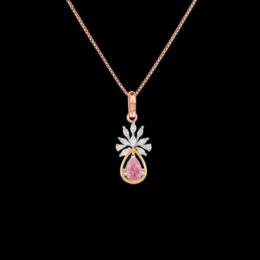 18K Two Tone Gold Diamond Pendant - 0.4ct VVS-EF with Colour Stones