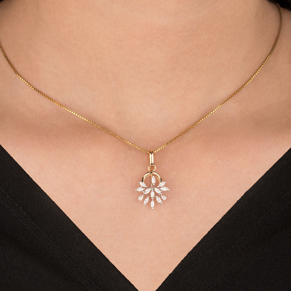 18K Two Tone Gold Diamond Pendant - 0.5ct VVS-EF