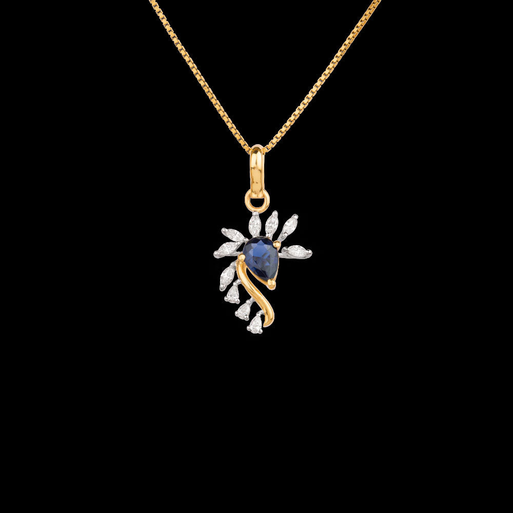 18K Two Tone Gold Diamond Pendant - 0.33ct VVS-EF with Colour Stones