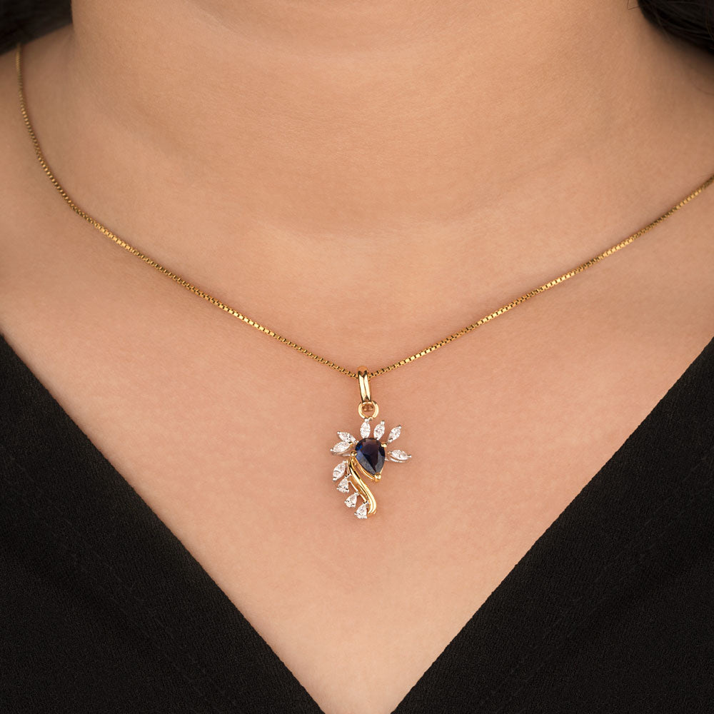 18K Two Tone Gold Diamond Pendant - 0.33ct VVS-EF with Colour Stones