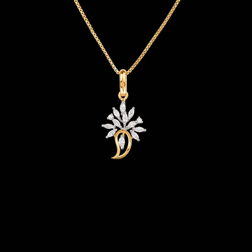 18K Two Tone Gold Diamond Pendant - 0.44ct VVS-EF