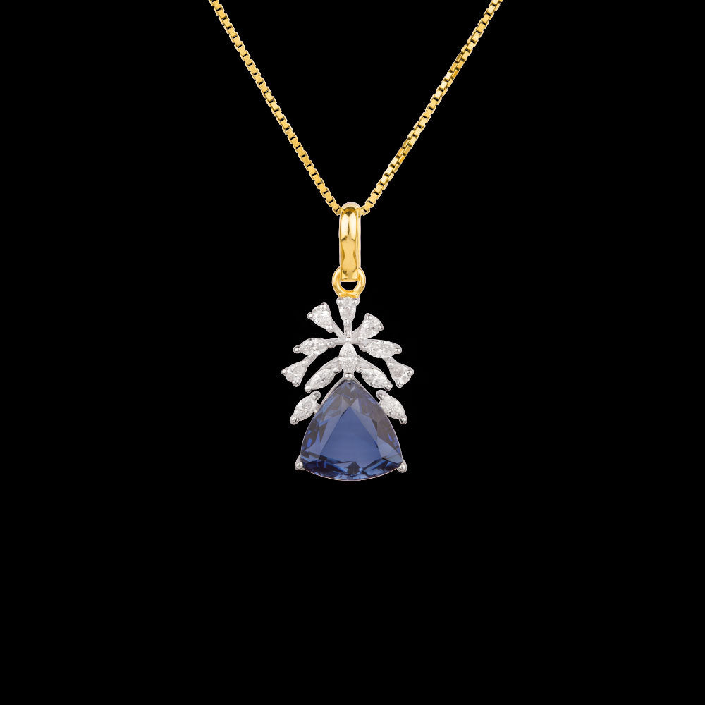 18K Two Tone Gold Diamond Pendant - 0.41ct VVS-EF with Colour Stones