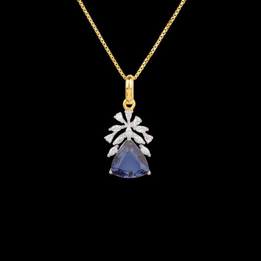 18K Two Tone Gold Diamond Pendant - 0.41ct VVS-EF with Colour Stones