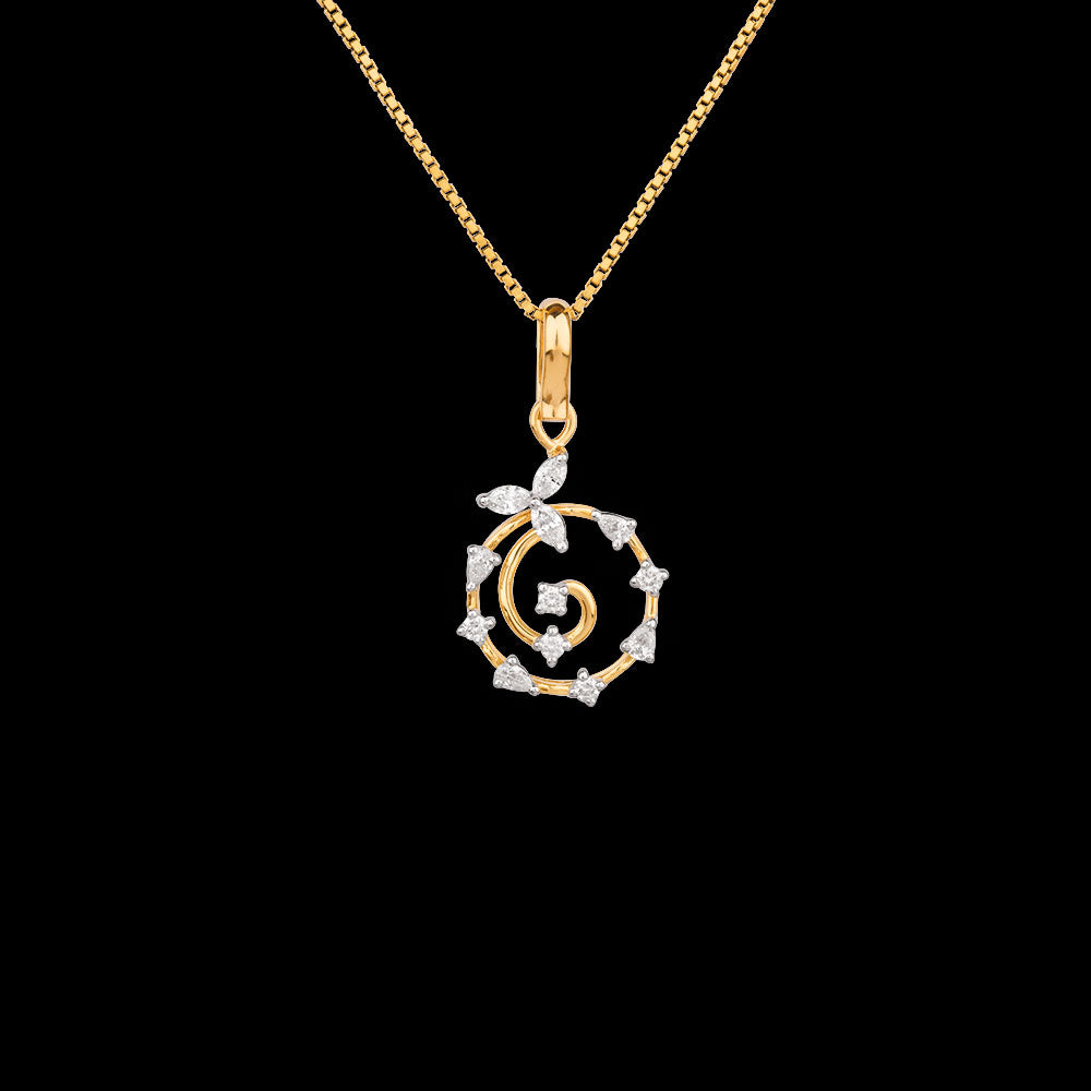 18K Two Tone Gold Diamond Pendant - 0.335ct VVS-EF