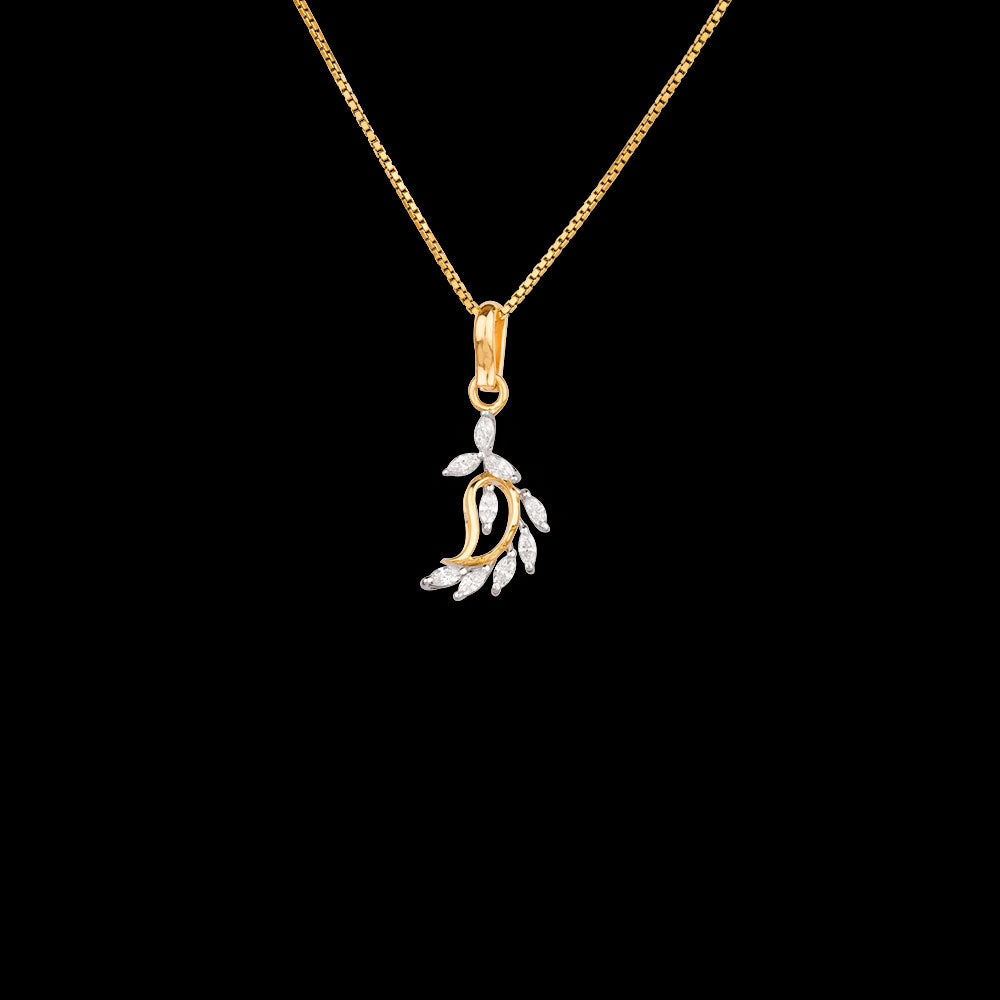 18K Two Tone Gold Diamond Pendant - 0.35ct VVS-EF