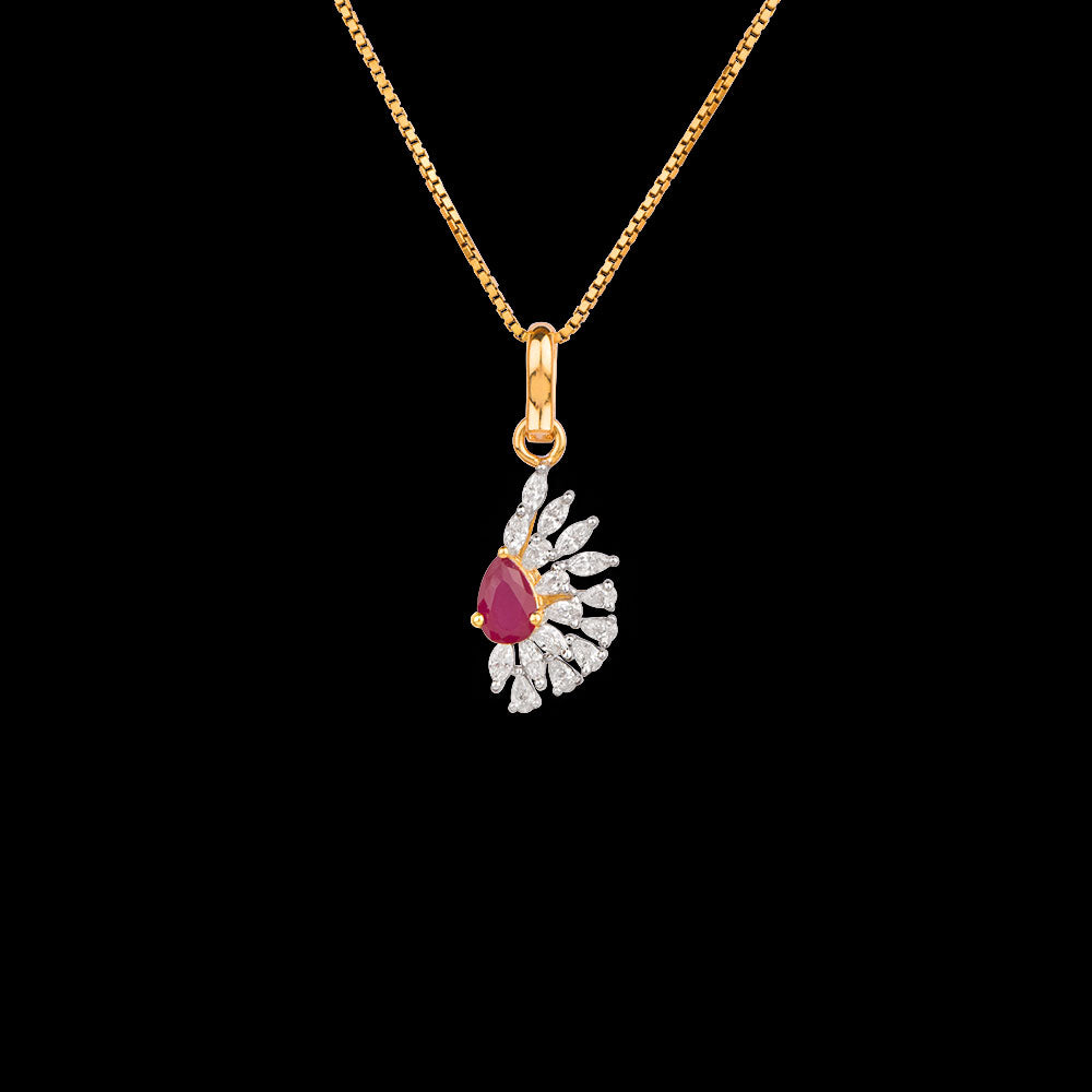 18K Two Tone Gold Diamond Pendant - 0.53ct VVS-EF with Colour Stones