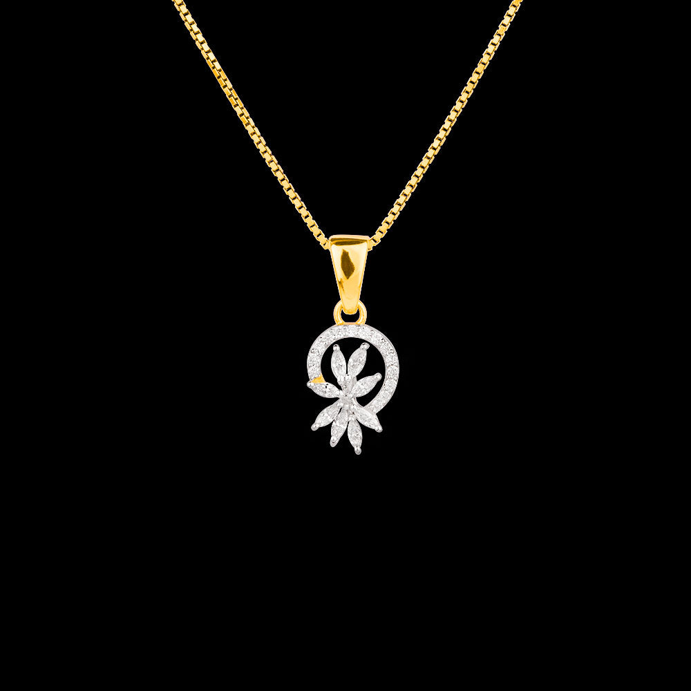 18K Two Tone Gold Diamond Pendant - 0.405ct VVS-EF