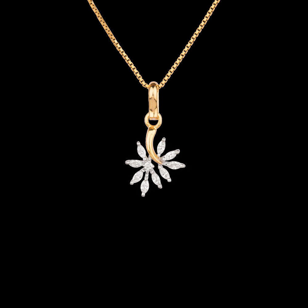 18K Two Tone Gold Diamond Pendant - 0.39ct VVS-EF
