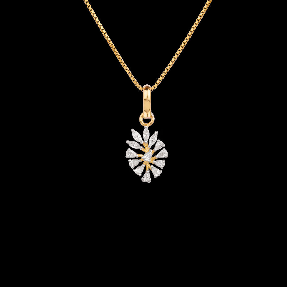 18K Two Tone Gold Diamond Pendant - 0.38ct VVS-VS-EF