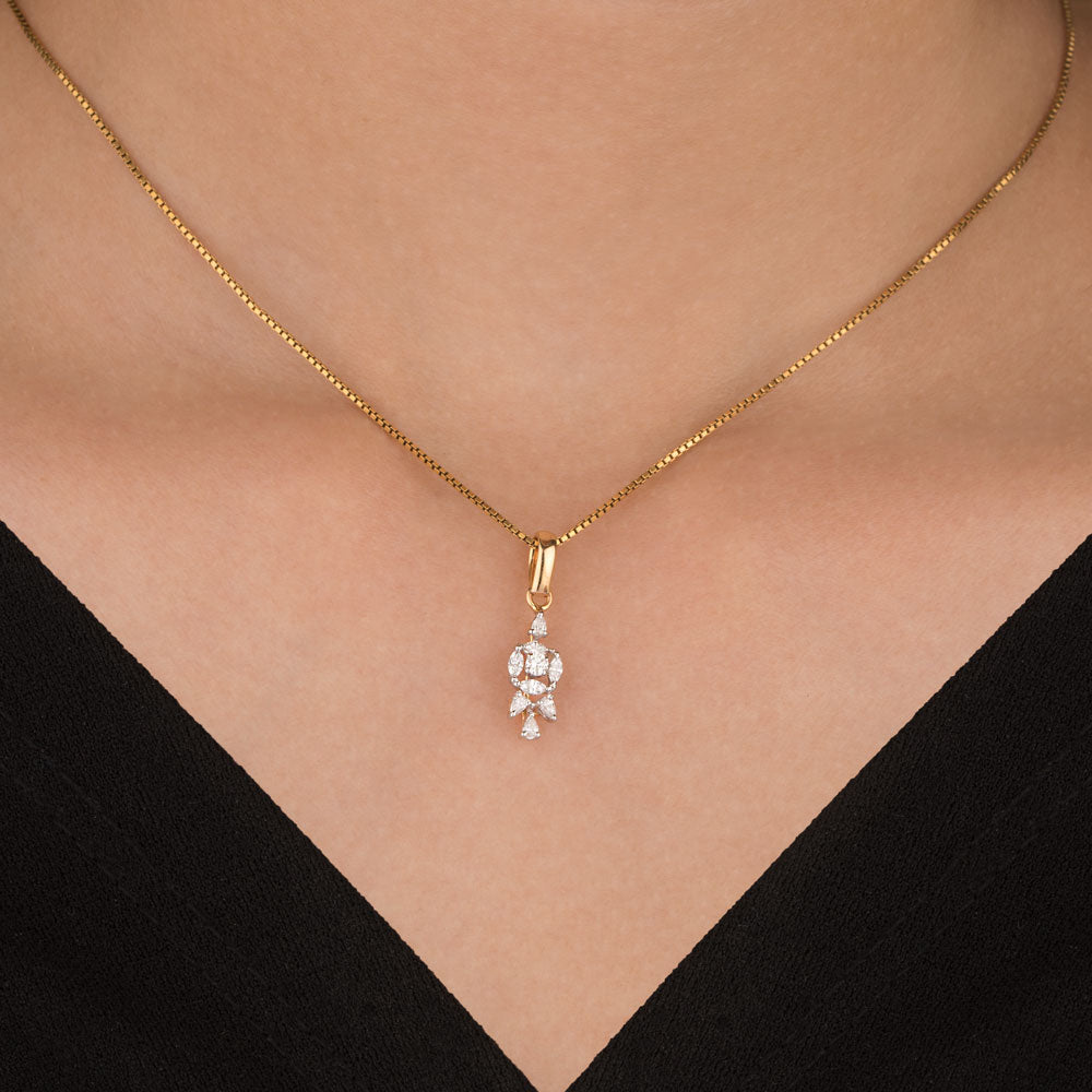 18K Two Tone Gold Diamond Pendant - 0.26ct VVS-EF