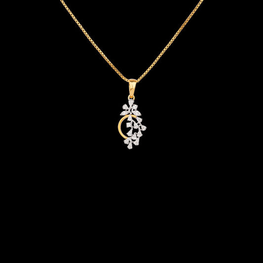 18K Two Tone Gold Diamond Pendant - 0.415ct VVS-EF