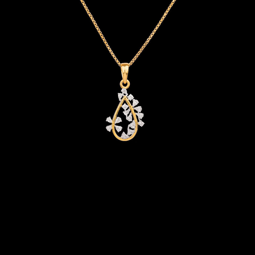 18K Two Tone Gold Diamond Pendant - 0.41ct VVS-EF