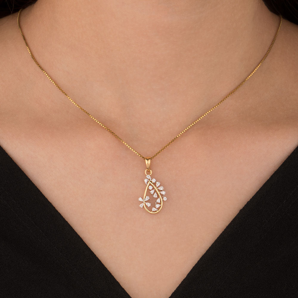 18K Two Tone Gold Diamond Pendant - 0.41ct VVS-EF