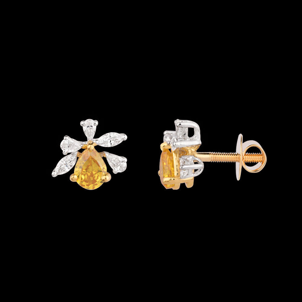18K Two Tone Gold Diamond Jewellery - 0.4ct VVS-VS-EF with Colour Stones