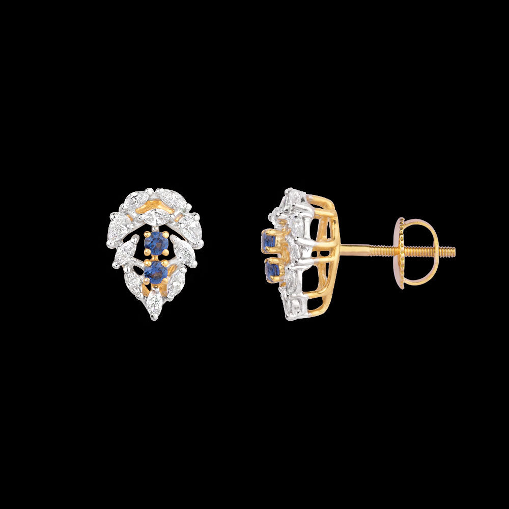 18K Two Tone Gold Diamond Jewellery - 0.46ct VVS-VS-EF with Colour Stones