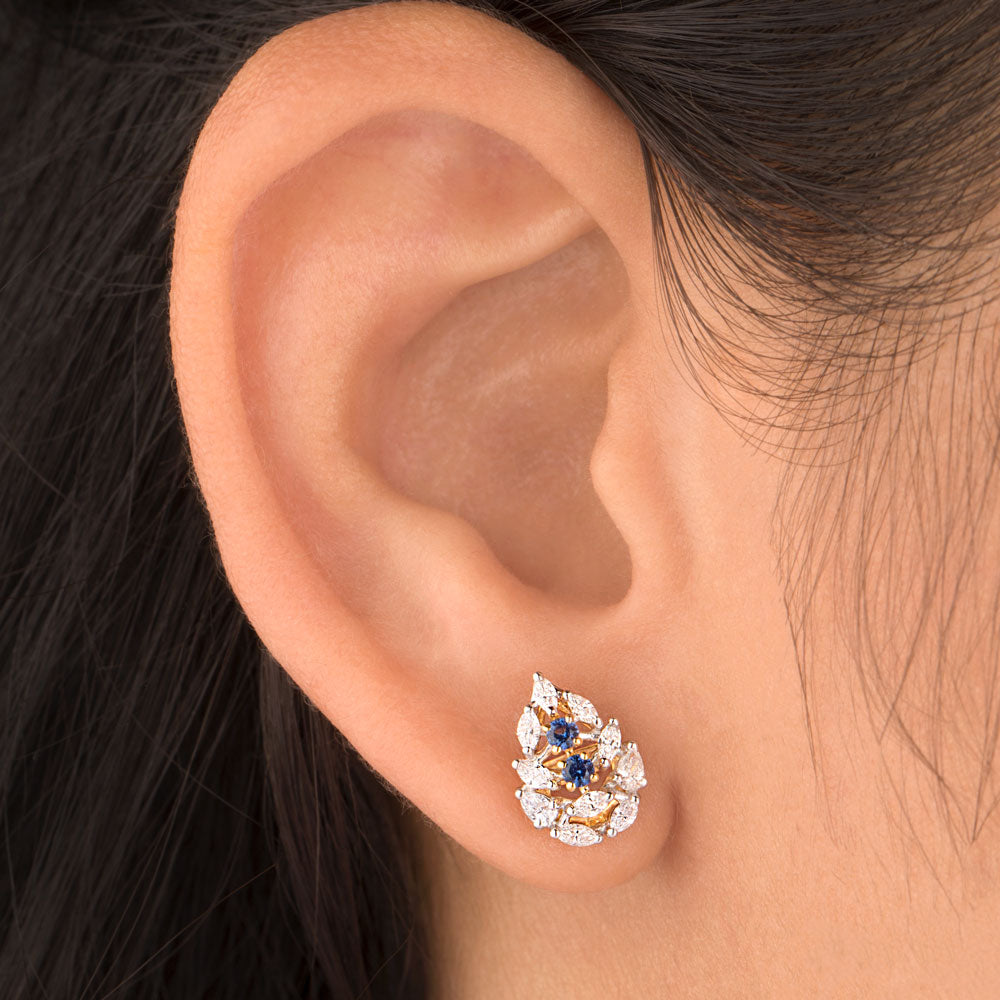 18K Two Tone Gold Diamond Jewellery - 0.46ct VVS-VS-EF with Colour Stones