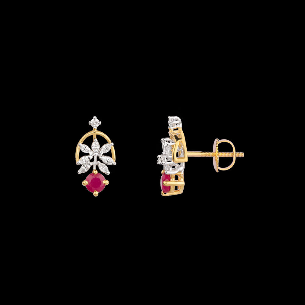18K Two Tone Gold Diamond Jewellery - 0.335ct VVS-EF with Colour Stones