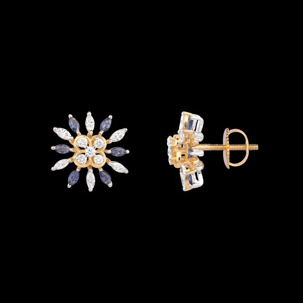 18K Two Tone Gold Diamond Jewellery - 0.49ct VVS-VS-EF with Colour Stones