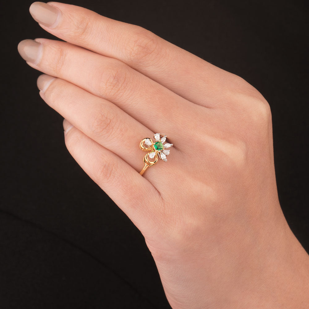 18K Two Tone Gold Diamond Jewellery - 0.21ct VVS-EF with Colour Stones