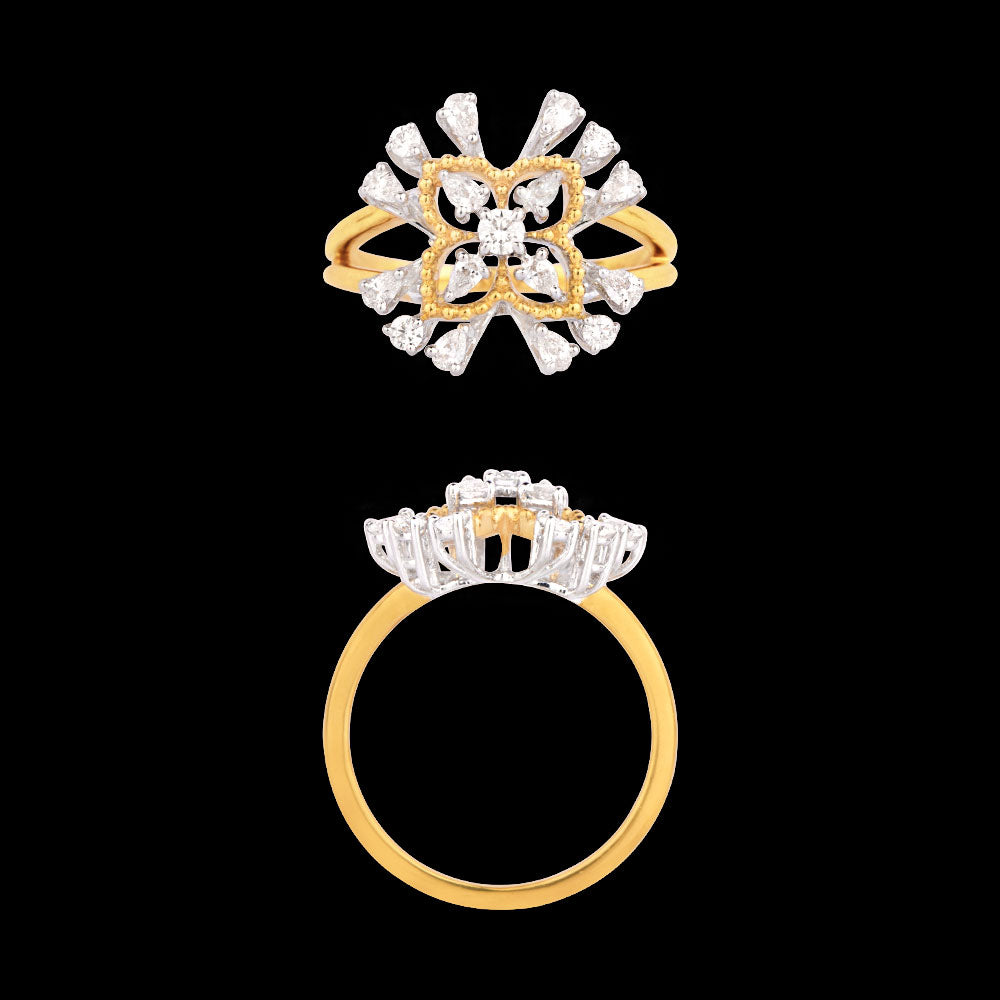 18K Two Tone Gold Diamond Ring - 0.54ct VVS-VS-EF