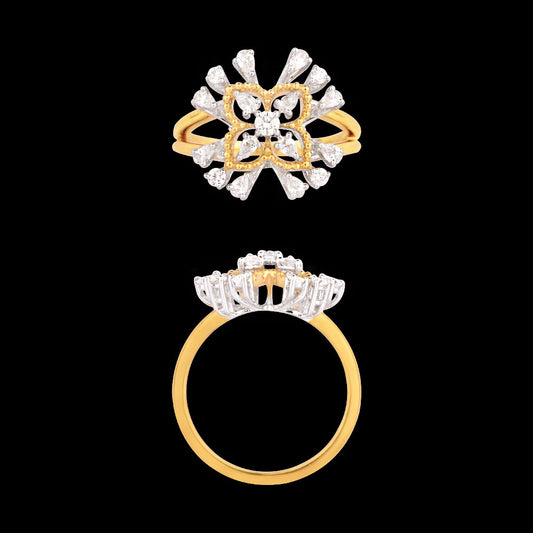 18K Two Tone Gold Diamond Ring - 0.54ct VVS-VS-EF