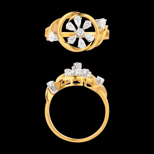 18K Two Tone Gold Diamond Ring - 0.38ct VVS-EF
