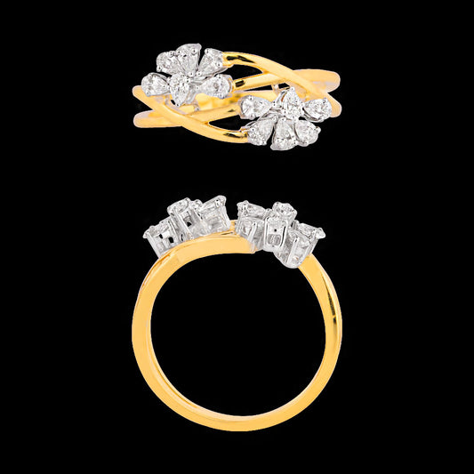 18K Two Tone Gold Diamond Ring - 0.59ct VVS-EF