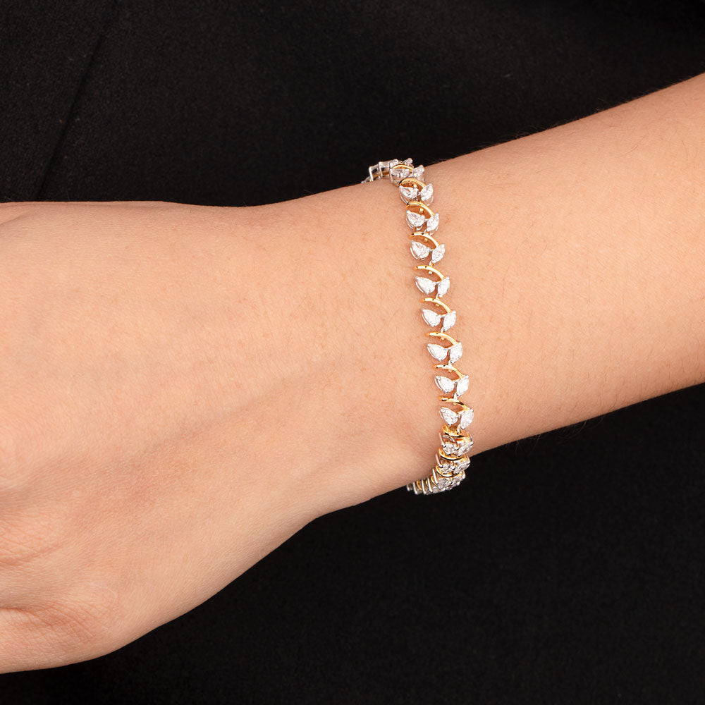 18K Two Tone Gold Diamond Bracelet - 1.314ct VVS-FG